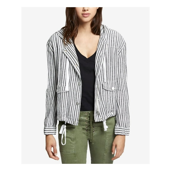 SANCTUARY $149 Womens New 1468 Gray Hooded Stripe Pr Jacket XS B B