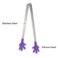 thumbnail image 4 of Mini Food Tongs 14cm Pattern Shape Stainless Steel with Silicon Tips, Purple, 4 of 6