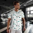 thumbnail image 3 of Wukai Cartoon House Car Print Men's Short-Sleeved Mesh T-Shirt,Quick-Dry Short Sleeve Workout T-Shirt-X-Small, 3 of 8