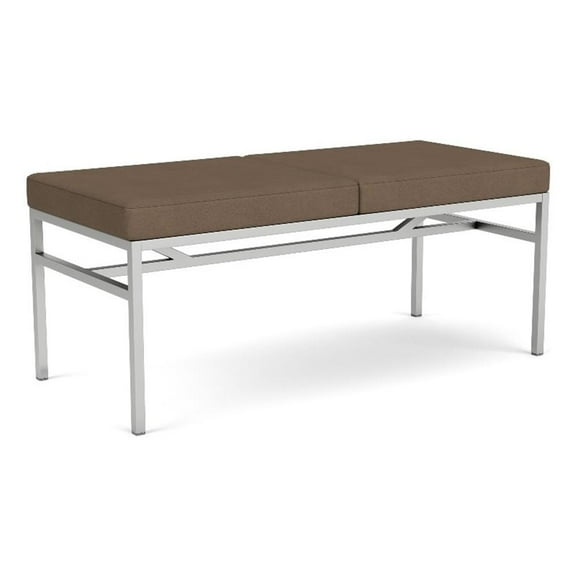 Avon Reception Waiting 2 Seat Bench 550 LB Capacity / Silver Steel / Brown