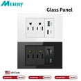 thumbnail image 2 of Melery US Wall Outlet - Double USB Type-C Tempered Glass Panel Light Switch Suitable for Home & Office, 2 of 7