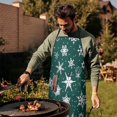 thumbnail image 3 of Green Christmas Snowflake Pattern Apron-Garden Aprons for Women with Pockets-Cotton Linen Waterproof Kitchen Cooking Gardening Aprons Adjustable for Kitchen,Cooking,BBQ and Salon 33"x27", 3 of 7