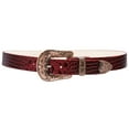 thumbnail image 3 of Snap On Western Faux Crocodile Print Rhinestone Leather Belt, 3 of 4