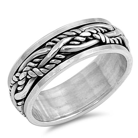 8mm spinner celtic engagement sterling ring band silver