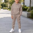 thumbnail image 2 of CONZONE Little Boys Outfits 2 Piece Letter Graphic Long Sleeve Hoodies Pants Set Cozy Fall Winter Clothes for Kids, 2 of 5