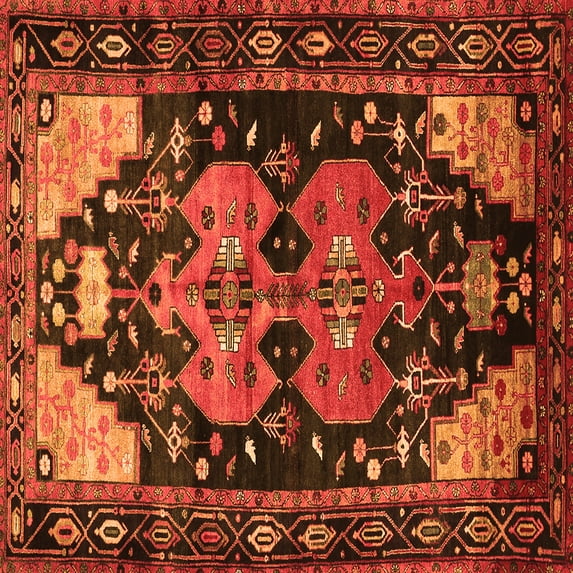 Ahgly Company Indoor Square Persian Orange Traditional Area Rugs, 3' Square