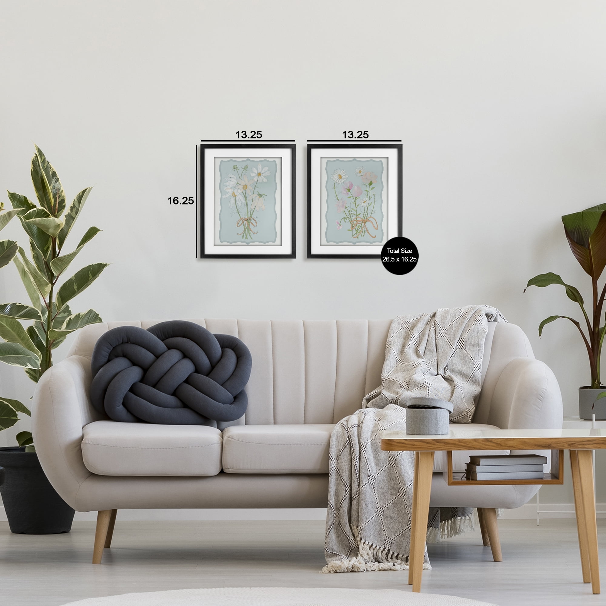 Vintage Spring Clippings 2 Piece Black Framed Print Under Glass Set, design by Leslie Hermosa