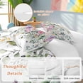 thumbnail image 2 of 3 Piece Eucalyptus Flower Duvet Cover Set Twin Size,Microfiber Comforter/Quilt Cover with Corner Ties and 2 Pillowcases,Sage Green Botanical Boho Leaf Pink All Season Soft Bedding with Zipper Closure, 2 of 8
