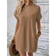 thumbnail image 4 of Vestido corto de verano Renyu con bolsillos laterales para mujer estilo coreano Color liso, 4 of 5