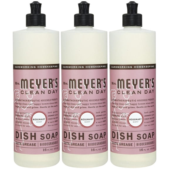 Mrs. Meyer's Clean Day Liquid Dish Soap, Rosemary, 16 Ounce Bottles, 3pk
