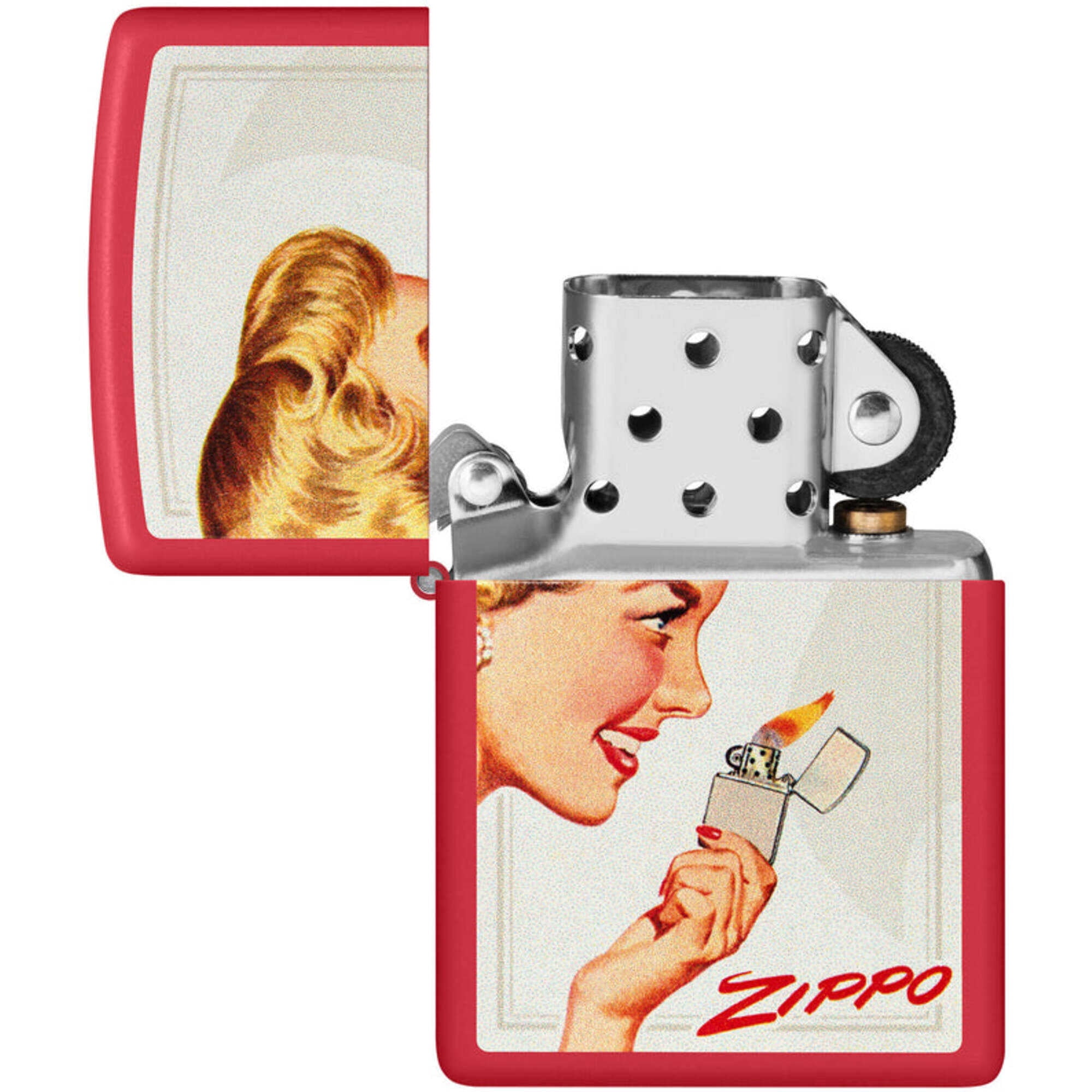 Zippo 46295 Vintage Ad Matte Black and Red Pocket Lighter Set