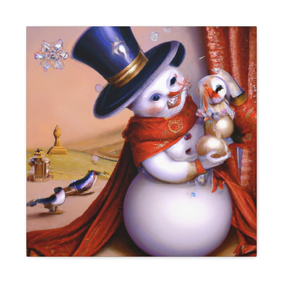 Snowman in Wintertime - Canvas
