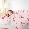 thumbnail image 4 of Manfei Ensemble de Douillette avec Ruban Nœud Rouge pour Filles, Ensembles de Douillette Simple avec Jolis Cœurs, Ensemble de Literie Style Princesse Rose, Déco Maison Ultra Douce, Réversible 2 Pcs, 4 of 6