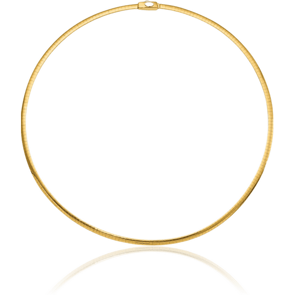 14K Solid Two Tone Gold 3mm Reversible White Yellow Cubetto Omega Snake Chain Herringbone Necklace