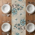 thumbnail image 6 of Blue Tulip Table Runner - 72 Inch Long, Kitchen Dining Table Runner Dresser Scarves, Vintage Flowers Leaves Butterfly Khaki Rustic Farmhouse Decor for Coffee Tables Wedding Party Banquet, 6 of 8