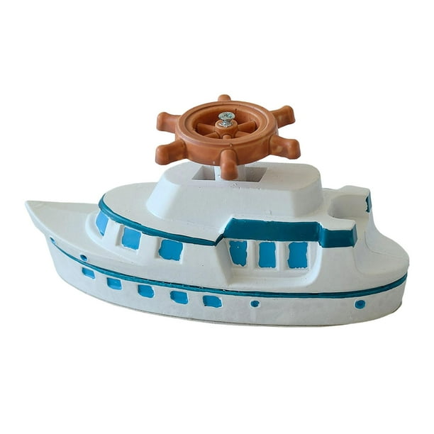 Modelo de barco de resina, decoración, decoración de escritorio, figura de barco con volante, idea de regalo, decoración de sala de estar, decoración Blanco