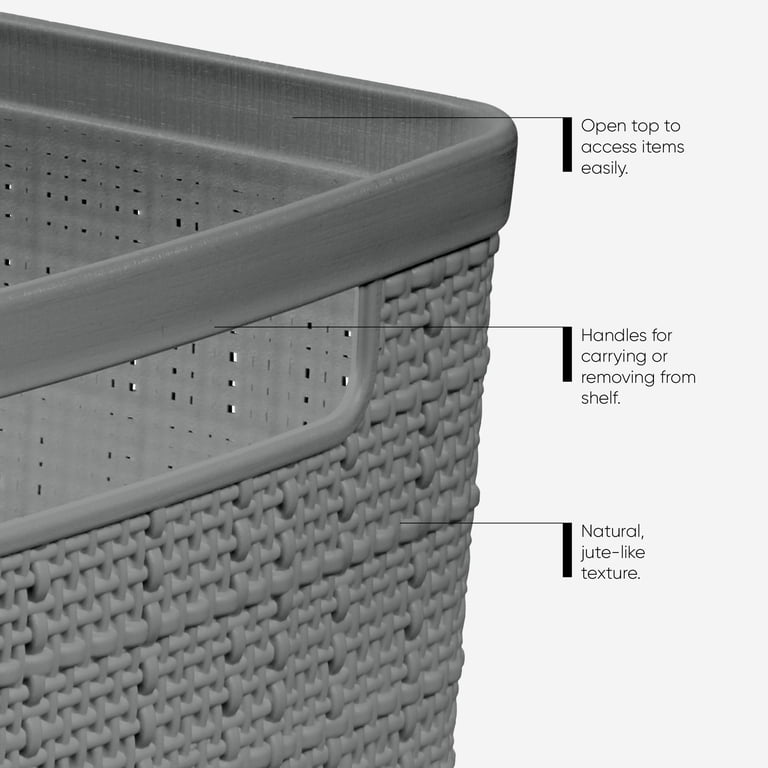 Curver Jute Extra Large Resin Storage Basket, Grey photo 3