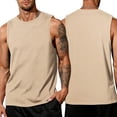 thumbnail image 2 of Sleeveless Shirts for Men Workout Tank Top Cotton Gym Muscle Shirt Moisture Wicking Athletic Summer Sleeveless Top Khaki M, 2 of 6