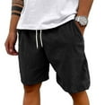thumbnail image 2 of IYYVV Mens Corduroy Shorts Casual 7 Inch Elastic Waist Drawstring Summer Beach Loose Fit Shorts Big And Tall Short with Pockets Black M, 2 of 4