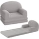 thumbnail image 1 of 2-in-1 para niños couch: convertible teddy fleece para niños pequeños sofa chair - comfy fold-out lounger para playroom, nursery, birthday gift (gray moon), 1 of 7