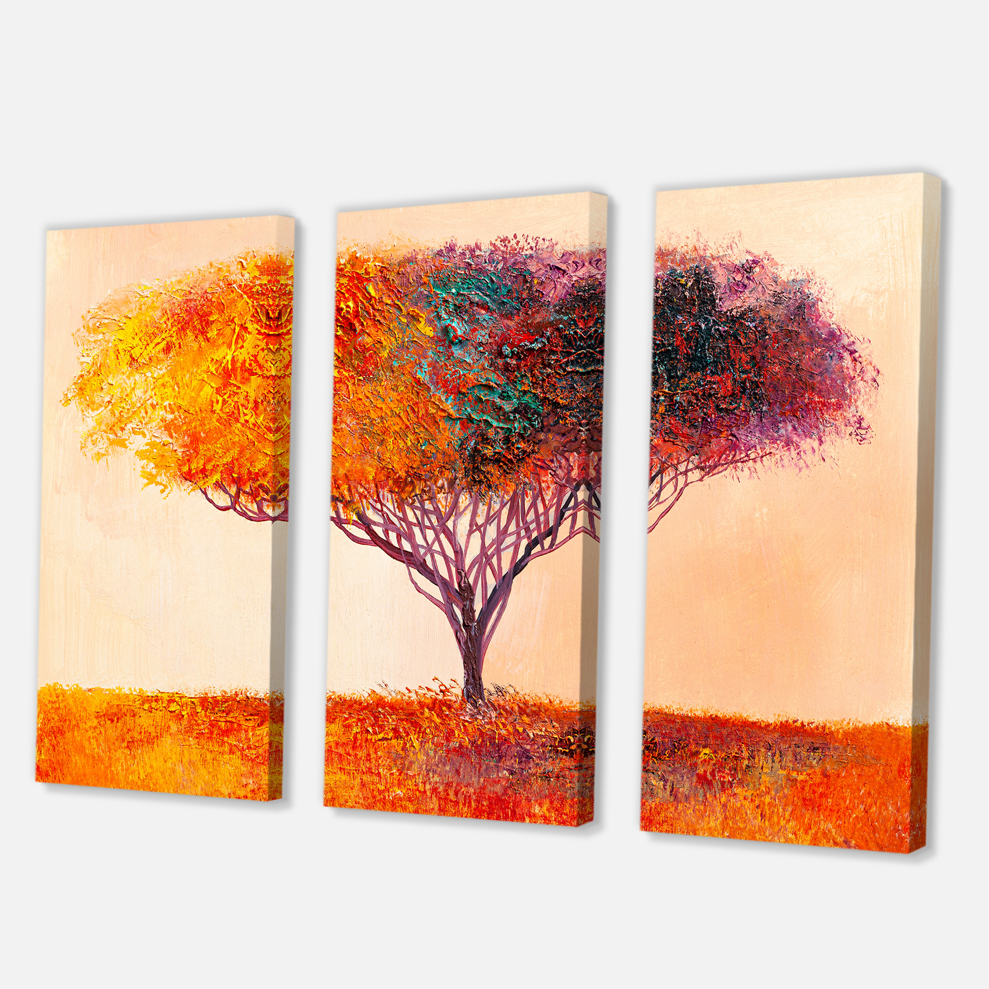 Designart ' Impressionist Landscape Colorful Abstract Tree ' Modern Canvas Wall Art Print