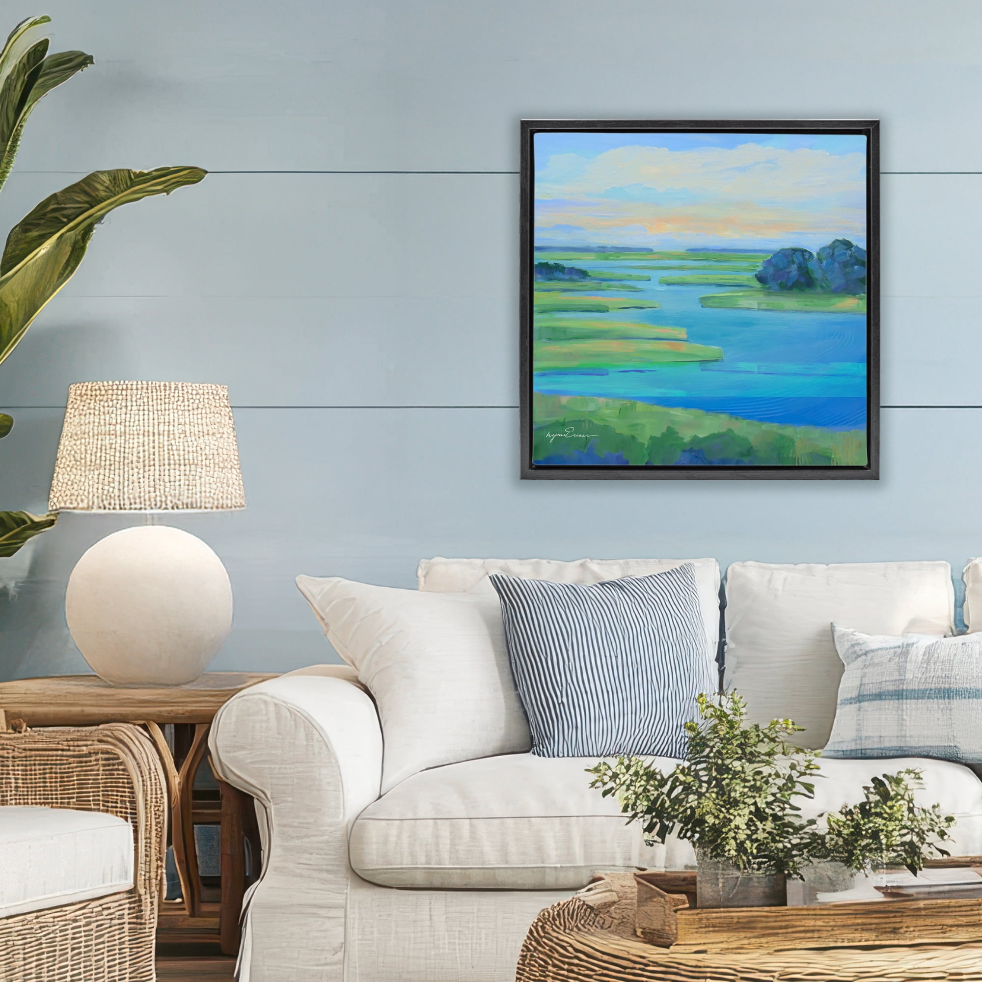 Stupell Industries Scenic Scarborough Marshes Black Framed Floater Canvas Wall Art, design by Lynn Ericson Fine Art