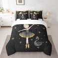 thumbnail image 2 of Homewish Dance Ballet Girl Bedding Comforter Set 7 Pieces for Teens Children,Cartoon Swan Full Bedding Set Lightweight,Golden Stars Glitter Fitted Sheet Flat Sheet,Microfiber Bedroom Decor, 2 of 8
