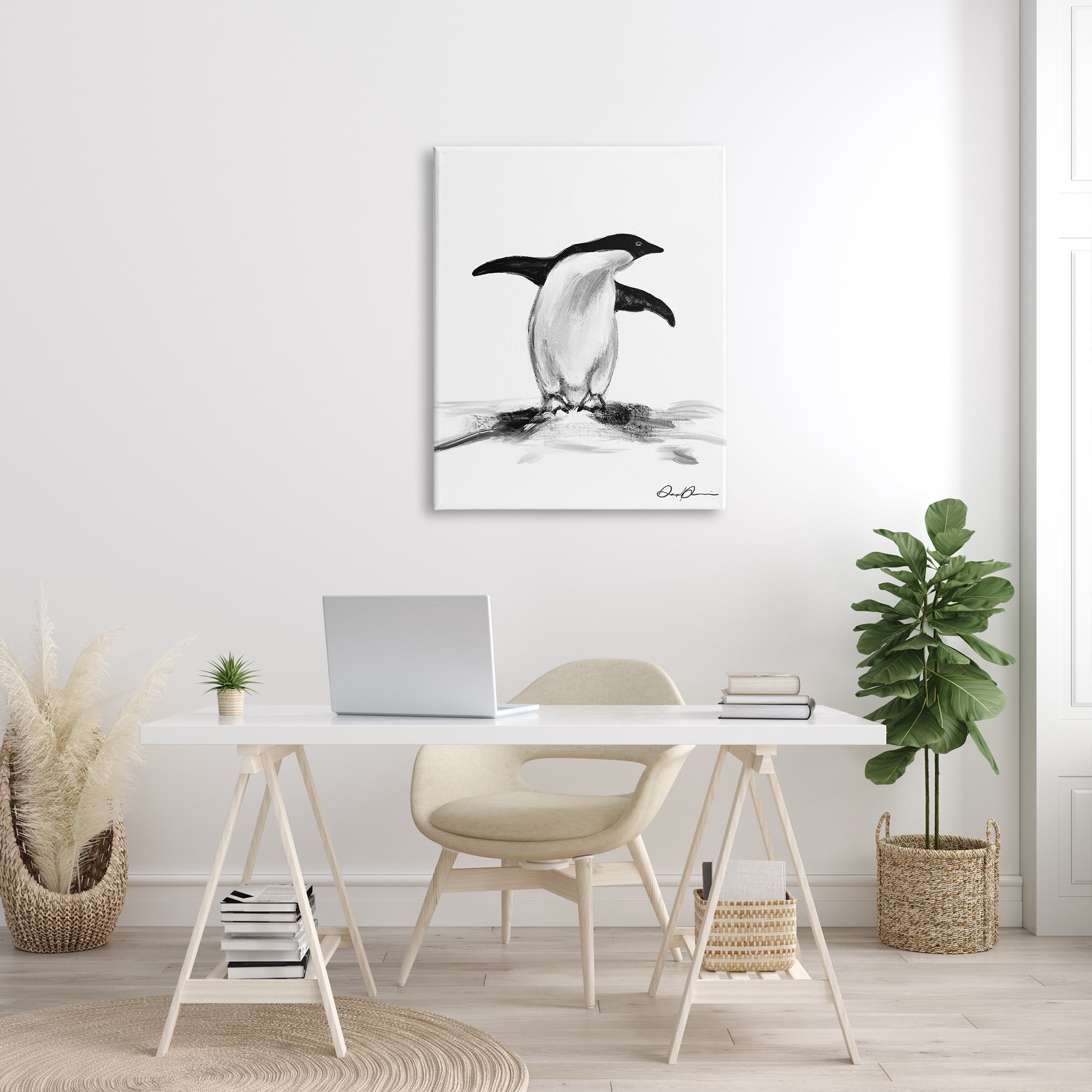 Stupell Industries Adorable Penguin On Snow Mound Arctic Tuxedo Bird, 30 x 40, Designed by Daphne Polselli