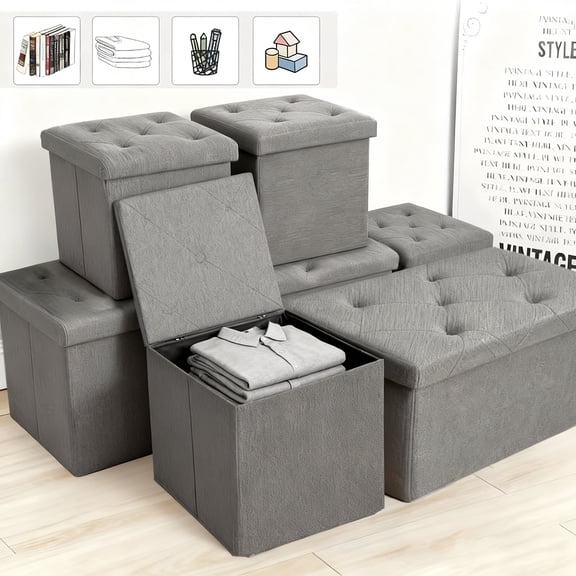 Heavy-Duty Multi-Purpose Folding Storage Ottoman Bench with Seat | Indoor/Outdoor, Space-Saving Design, Non-Porous Easy-Clean Surface