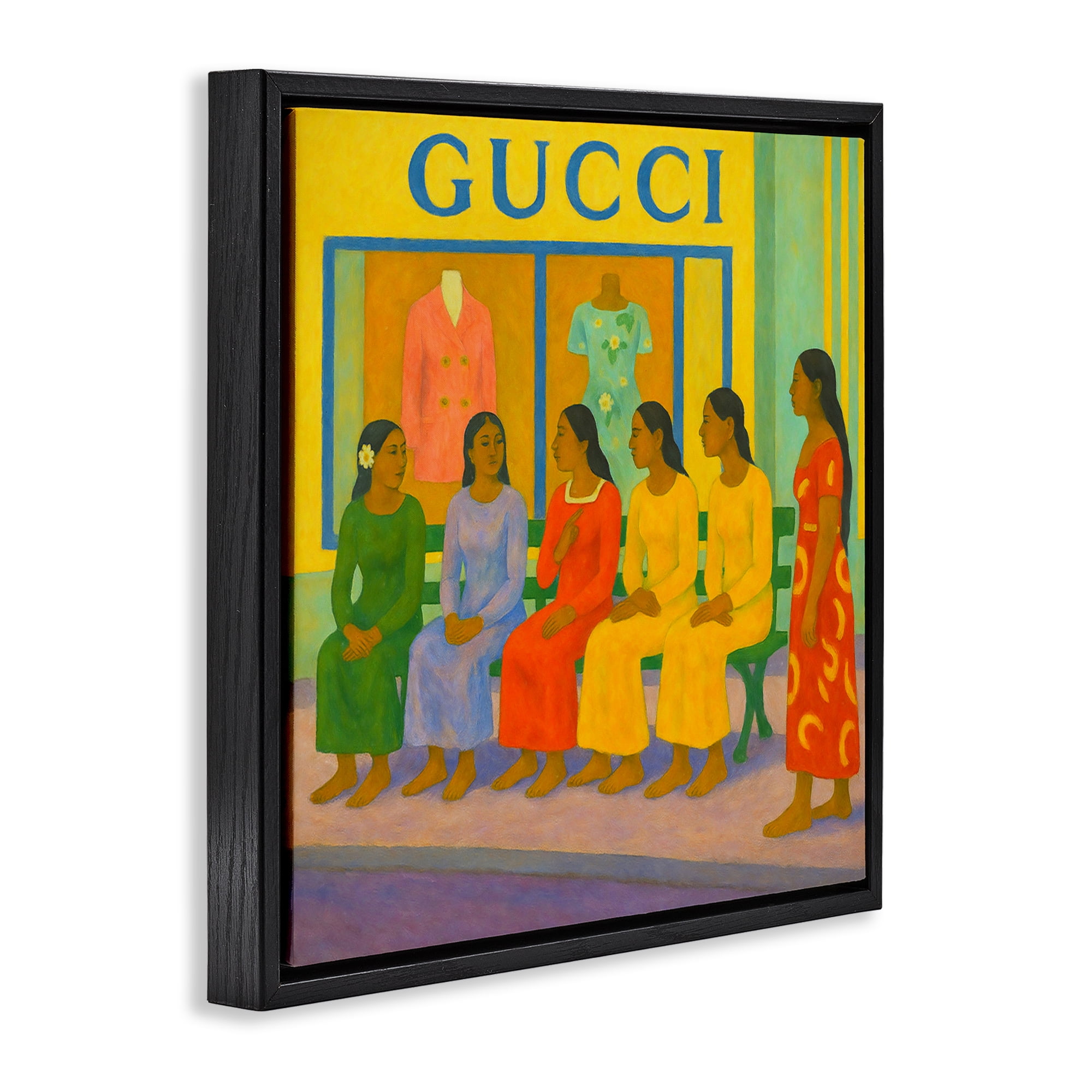 Stupell Industries Gaugin Style Glam Black Framed Floater Canvas Wall Art, design by Grotto Studios