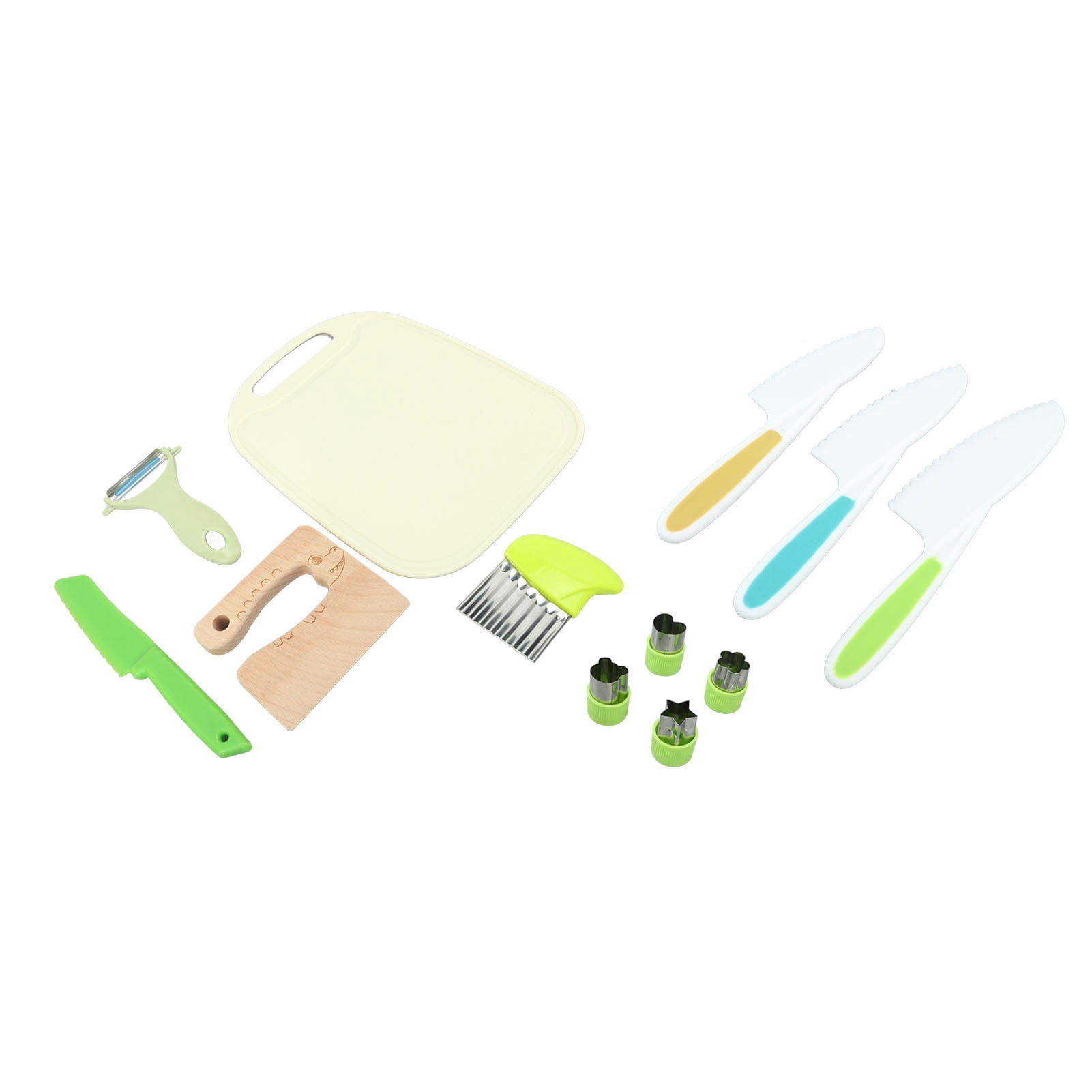 Plastic Kids Knife Set, Kids Safe Knife All in One Handle Cutting Food Sawtooth Design Widely   for Family Gatherings