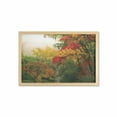 thumbnail image 1 of Garden Wall Art with Frame, Maple Trees in the Fall at Portland Japanese Garden Foggy Morning Scenery, Printed Fabric Poster for Bathroom Living Room, 35" x 23", Red Yellow Green, by Ambesonne, 1 of 2