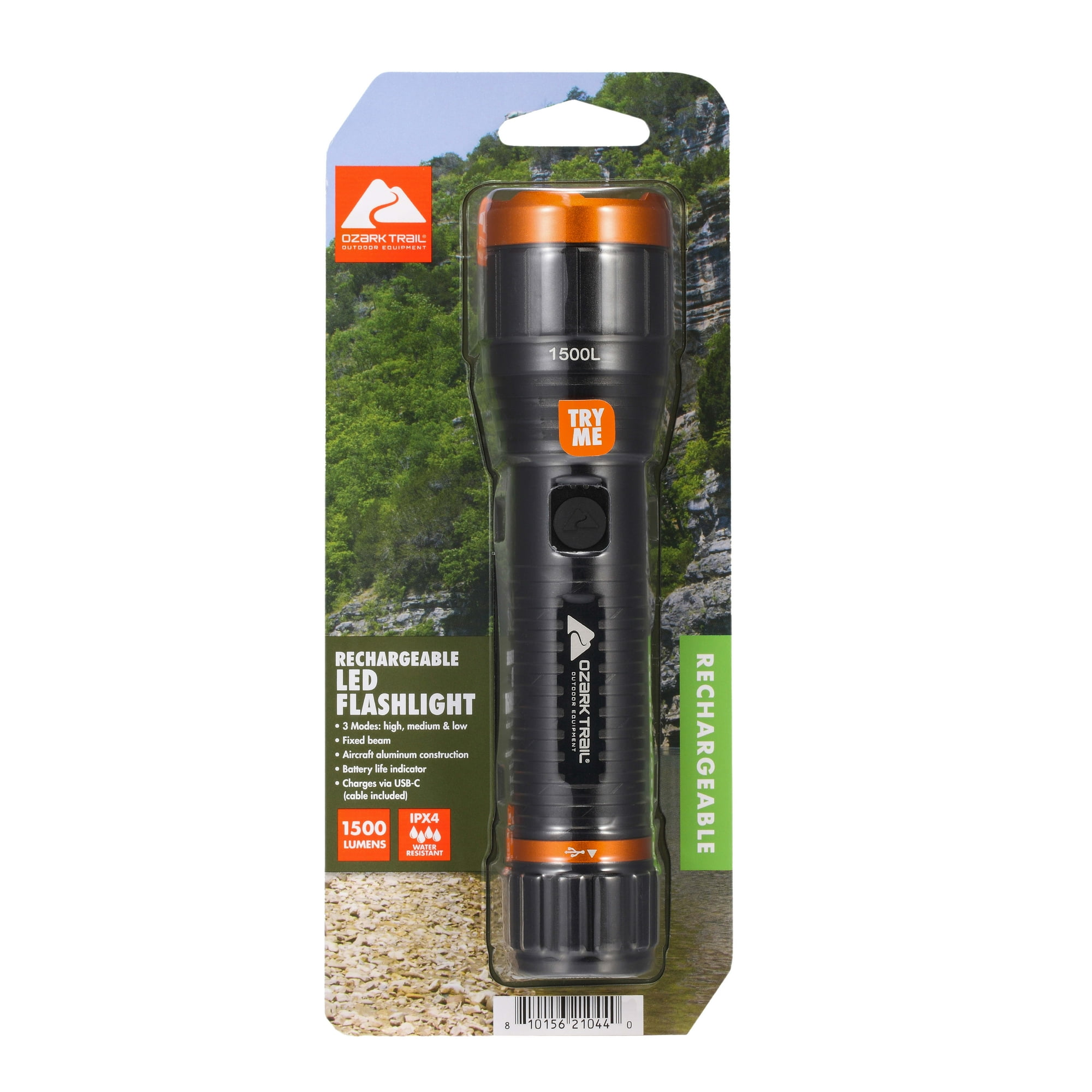 Ozark Trail 1500 Lumen Rechargeable LED Flashlight Black