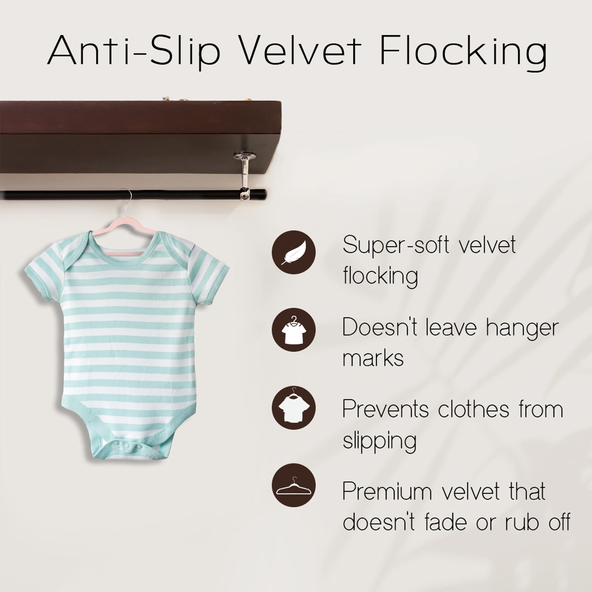 Sleek Pick Premium Baby Hanger, Velvet Hangers, 11”, 70 Pack, Non-Slip Baby Hangers, Space Saving, Infant Hanger, Ultra Slim, Closet Organization, Children Clothes Hanger, Closet Toddler Hangers-Pink