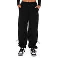 thumbnail image 2 of JJHGVB Cargo Pants Women High Waisted Pants Spring And Summer Solid Printed Casual Wide Leg Cotton And Linen Explosion Loose Pants Female Wide Leg Pants Woman Baggy Pants Black L, 2 of 9