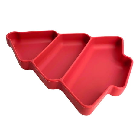 

ibaste Toddler Suction Plates | Christmas Tree Shaped Silicone Divided Plate | Baby Self Feeding Plates with 3 Compartments for Snacks Desserts Appetizer
