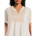 thumbnail image 4 of Terra & Sky Women's Plus Size Pleated Split Neck Top with Short Sleeves, 4 of 5