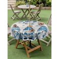 thumbnail image 3 of Outdoor Tablecloth with Umbrella Hole and Zipper, Blue Gnomes Christmas Round Table Cloth 60 Inch Waterproof Tablecloth, Xmas Ball Snowflake Gifts Botanical Winter Picnic Table Cover for Patio, 3 of 7