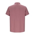 thumbnail image 6 of Men's Solid Color Casual Loose Fit Short Sleeve Button Down Shirt Top with Pocket Business Casual Office Work Daily Wear Modern Essential | AESTIVO,Pink L, 6 of 9