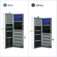 thumbnail image 6 of SONGMICS 6 LEDs Mirror Jewelry Cabinet 47.2-Inch Tall Lockable Wall or Door Mounted Jewelry Armoire Organizer with Mirror 2 Drawers 3.9 x 14.6 x 47.2 Inches Christmas Gifts Rustic Blue Rustic Blue, 6 of 8