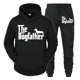 thumbnail image 2 of Conjunto de dos piezas "El Dogfather" Divertido chándal casual para amantes de los perros salchichas para hombre Otoño Conjunto de ropa deportiva holgada con capucha estilo hip hop con animales, 2 of 4