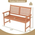 thumbnail image 3 of Costway Patio Solid Wood Loveseat with Inclined Backrest & Slatted Seat Teak Painting, 3 of 10