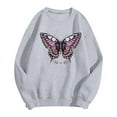 thumbnail image 4 of Tthxqing Womens Graphic Sweatshirts Trendy Butterfly Printed Pullovers Long Sleeve Plus Size Crew Neck Fall Tops X_Light Gray L, 4 of 4
