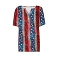 thumbnail image 4 of Cavosen Independence Day T Shirt Women Petite Independence Day Short Sleeve V-Neck T Shirts American Flag Graphic Tops Lady XL 4th of July Casual T Shirts Red White and Blue Tunic Tees, 4 of 5