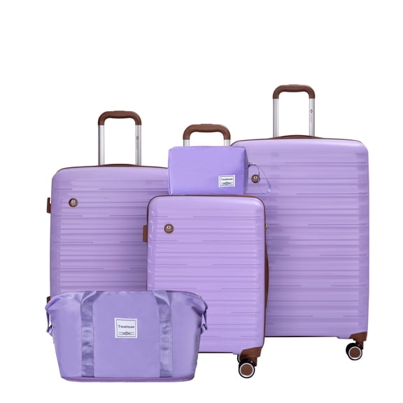 FFZ 5-Piece Hardshell Luggage Set with TSA Lock, Spinner Wheels, Travel & Toiletry Bags, Lavender