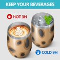 thumbnail image 4 of 12oz Stemless Wine Tumblers Beige and Black Of Leopard Print Vacuum Insulated Stainless Steel Travel Tumbler Cups Mug with Lid and Straw for Champaign,Cocktail,Beer with Cleaning Brush, 4 of 5