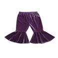 thumbnail image 1 of Toddler Baby Girls Flare Pants Velvet Bell Bottom Pants Ruffle Leggings Solid Stretchy Flare Pants, 1 of 7