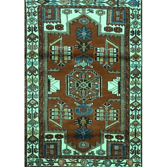 Ahgly Company Indoor Rectangle Persian Turquoise Blue Traditional Area Rugs, 7' x 10'
