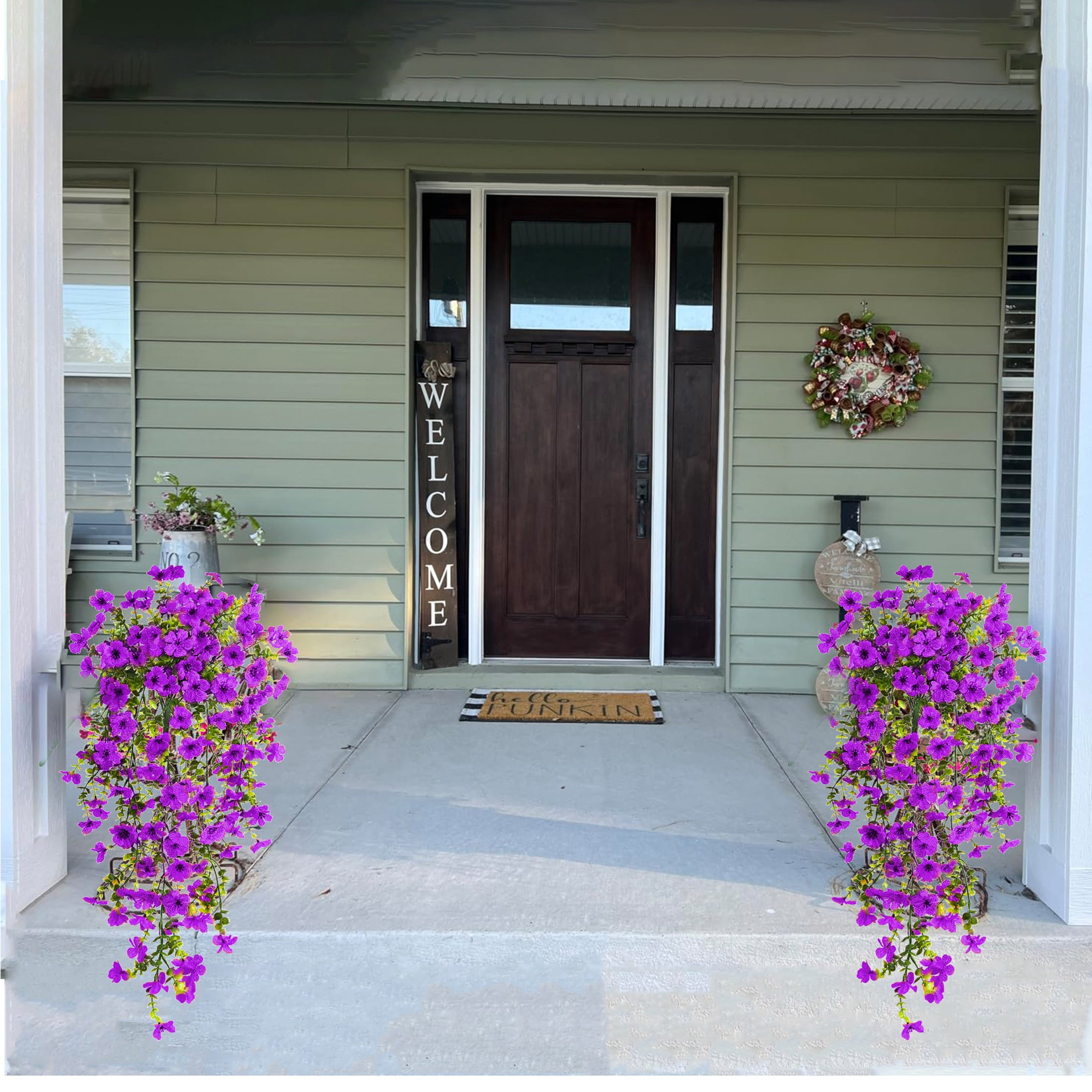 VVYXX Artificial Hanging Flowers 6 Pcs Fake Flowers Faux Plants Outside Indoor Spring Summer Decoration f Home Garden ,PURPLE