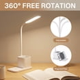 thumbnail image 3 of Behome LED Desk Lamp with Wireless Charger & Pen Holder, Eye-Caring 3-Color Dimmable Table Lamp, Flexible Gooseneck Desk light for Home Office School, White, 3 of 6